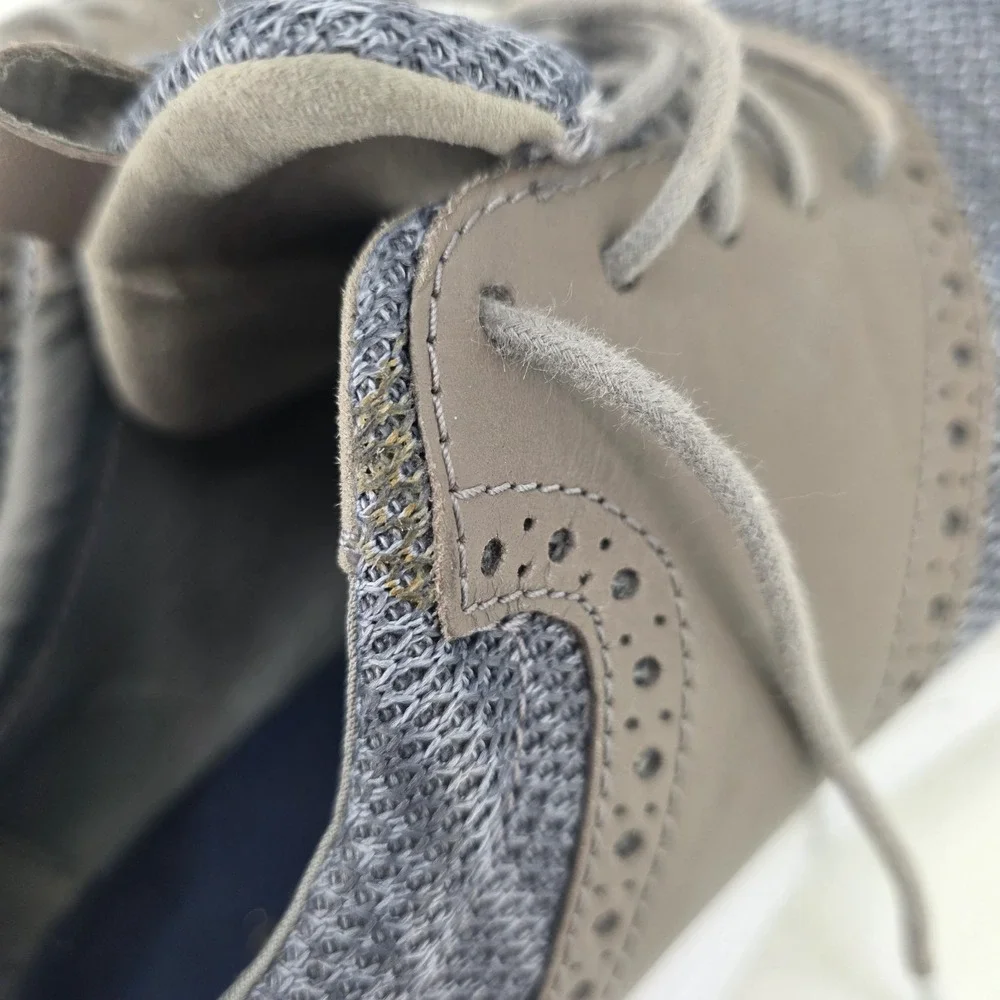 COLE HAAN GRAND TOUR KNIT OXFORDS MENS SIZE 9.5 M GRAY BROWN CASUAL SHOES C31346